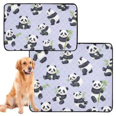 Imagem de TSENQUE Almofadas laváveis de xixi para cães, tapete de caixa de cachorro fofo, impermeável, fofo, panda, roxo, reutilizável para animais de estimação, gatos, absorventes e cães, pequeno pacote com 3