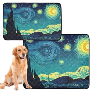 Imagem de TSENQUE Tapetes laváveis para xixi para animais de estimação, à prova d'água, antiderrapante, céu noturno estrelado, reutilizável, absorvente para cães, treinamento de penico, pequeno x pacote com 3