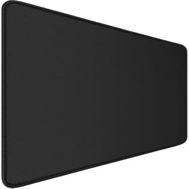 Imagem de Tapete de mouse extragrande 80 x 30 cm, mousepad para jogos com bordas costuradas, superfície de pano de microfibra premium, base antiderrapante à prova d'água para jogos de escritório em casa, preto