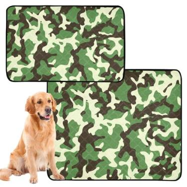 Imagem de Tapete reutilizável verde camuflado legal para animais de estimação laváveis para animais de estimação, tapete impermeável para gaiola de cachorro, almofadas absorventes de treinamento de penico