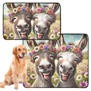 Imagem de TSENQUE Tapetes laváveis para animais de estimação, à prova d'água, tapete para cercadinho de cachorro, burros fofos, tapete para animais de estimação rindo, almofadas para cães, pequeno x pacote com