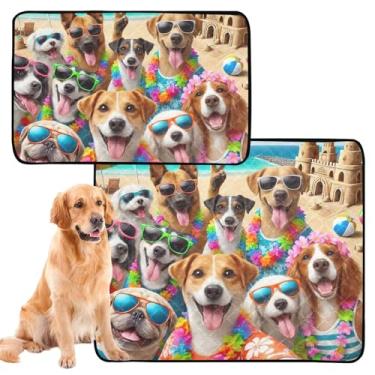 Imagem de Almofadas laváveis para xixi, à prova d'água, tapete de cercadinho de cachorro, fofo, cachorrinho, praia, reutilizável para animais de estimação, gatos, filhotes, treinamento, à prova de vazamento