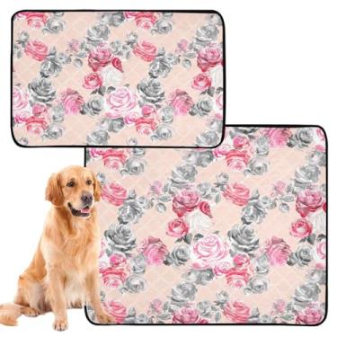 Imagem de Almofadas laváveis para xixi para animais de estimação, aquarela, blush, rosa, cinza, rosa, gato, almofada reutilizável, impermeável, para gaiola de cachorro, almofadas absorventes de treinamento de