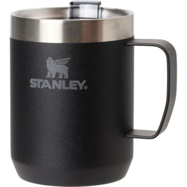 Imagem de STANLEY Caneca Stay-Hot Camp 227 g | Pressione a tampa | Copo para café, chá e bebidas | Caneca de café de aço inoxidável isolada | Livre de BPA | Preta