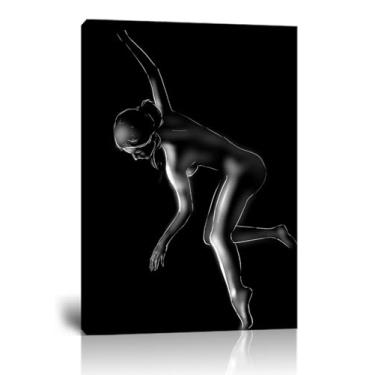 Imagem de HJL Art Arte de parede em tela sexy para quarto apartamento bar hotel decoração de casa mulher e homem pôsteres fotos preto e branco pinturas emolduradas prontas para pendurar (30,5 cm C x 40,6 cm L)