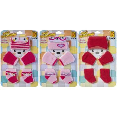 Imagem de 3 Kit Toucas Meias Luvas Confortável Para Bebês Menina Recém Nascido -