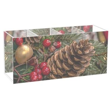 Imagem de TSENQUE Porta-canetas natalinas Evergreens fofo para mesa, arte divertida, artesanato, porta-lápis de acrílico, organizador de papelaria