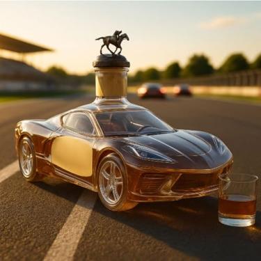 Imagem de Garrafa de uísque em formato de carro esportivo de 293 ml, garrafa de vidro criativa em 3D, garrafas de vinho vazias para armazenamento de bebidas sopradas à mão, utensílios de bar para casa