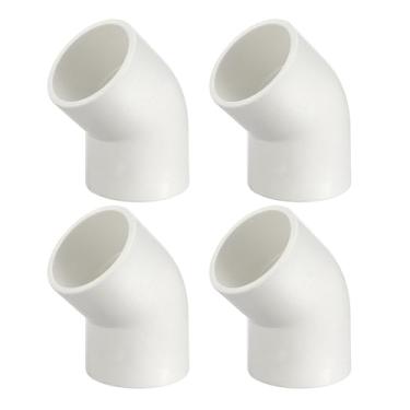 Imagem de DTGN 4 peças 5.1 cm 45 graus cotovelo de PVC, encaixe de tubo de PVC de grau de mobiliário bidirecional SCH40, conector de cotovelo de canto DIY para móveis de construção, conexão de estrutura de
