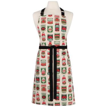 Imagem de Now Designs Avental Pomodori Chef, alça de pescoço ajustável, 100% algodão, L71 x C81 cm, inspirado no mercado vintage, padrão vermelho e verde