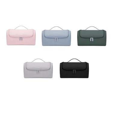 Imagem de caso de viagem compatível com Dyson/Shark Flexstyle Complete Styler e acessórios,Saco portátil PU,com gancho pendurado,Saco de armazenamento para ferramentas de cabeleireiro (Azul)