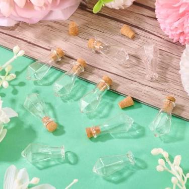 Imagem de 10 minigarrafas de vidro com rolhas de cortiça, recipiente de armazenamento de artesanato de arte faça você mesmo, pequenos frascos de rolhas de vidro, lembrancinha de festa para casamento