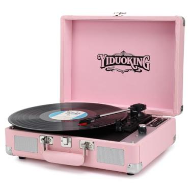 Imagem de Toca-discos, toca-discos de vinil com alto-falantes estéreo, toca-discos multifuncionais, toca-discos Bluetooth de 3 velocidades, suporta gravação/reprodução USB/SD, entrada AUX, saída RCA, conector