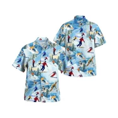 Imagem de Camisa Havaiana Colorida Masculina Casual Praia Aloha Oversized Manga 