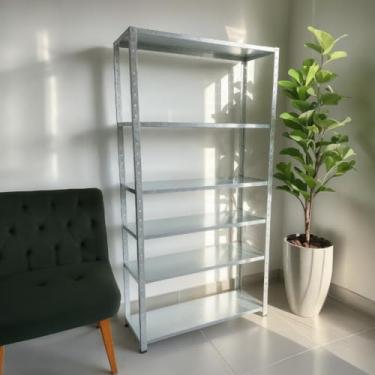 Imagem de Prateleira Industrial em Aço Reforçado – 3, 5 ou 6 Bandejas | Alta Capacidade (180kg)(Galvanizado 6 Bandejas)