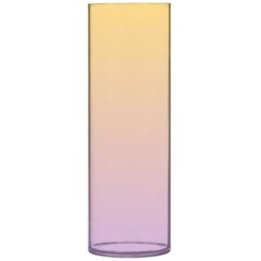 Imagem de Vaso cilíndrico gradiente amarelo roxo ombré, buquê de flores, vasos altos personalizados para flores, vasos exclusivos para decoração de casa, 30 cm x 9,9 cm