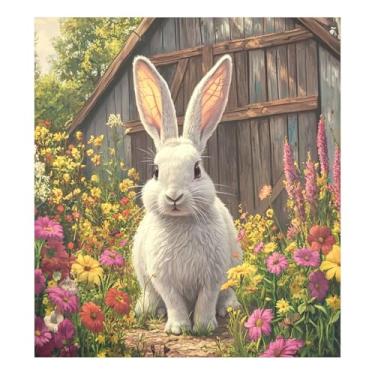 Imagem de CEBUGI Capa de ímã de lava-louças de coelho branco decorativa para lava-louças 58 x 66 cm decalque de painel de geladeira para decoração de cozinha doméstica