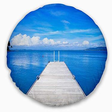 Imagem de Sala de estar redonda, sofá, almofada de alta qualidade + capa de almofada impressa em ambos os lados 40 cm da Designart