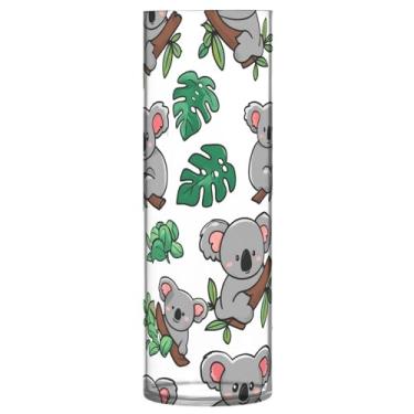 Imagem de CEBUGI Vaso de flores de coalas de desenho animado 10 x 30 cm, vaso cilíndrico para flores, vaso transparente inquebrável para decoração de casa de festa de casamento