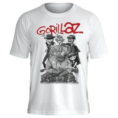 Imagem de Camiseta de Banda Gorillaz Stamp em Algodão Manga Curta-Unissex