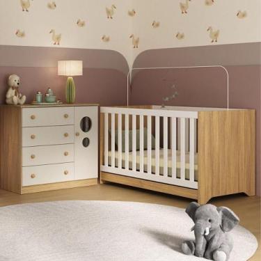 Imagem de Berço Americano 3 em 1 com Cômoda 1 Porta 4 Gavetas Pirulito Multimóve