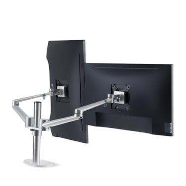 Imagem de BEGWVDJTP Suporte duplo para monitor de mesa, tela LCD de computador, base fixa, elevador, OL-2, tela dupla (prata)
