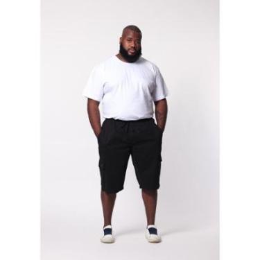 Imagem de Bermuda Masculina Plus Size Sarja Preto com Elástico-Masculino