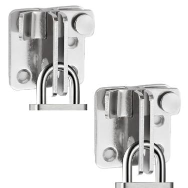 Imagem de JAX JIADAXIN 2 peças de fechadura de porta de celeiro, trava de ferrolho de porta, trava de aço inoxidável para armário banheiro galpão garagem porta de animal de estimação, prata