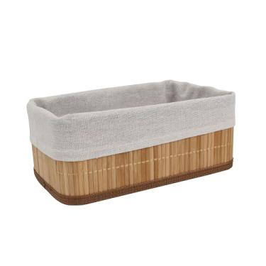 Imagem de Cesta Retangular em Bambu e Tecido em Poliéster L19,5Xp10Xa8Cm Dynasty - Full Fit