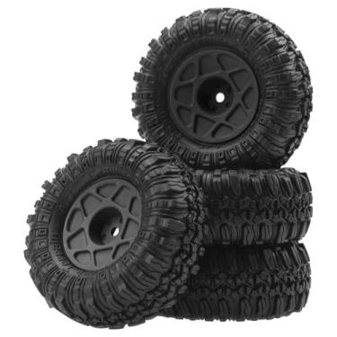 Imagem de 4Pcs ShareGoo RC Plastic 1.0 Beadlock Wheel and Tires Set OD57 x 25mm Rubber Tire Compatible with Axial SCX24 AX24 Traxxas TRX4M FMS FCX24 FCX18 1/18 1/24 RC Crawler (Black-1)