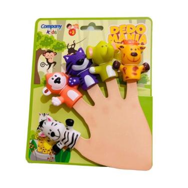 Imagem de Brinquedo Fantoche De Dedos Teatrinho Animais Safari c/ 5un - Company 