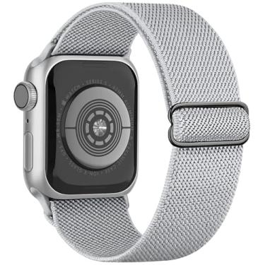 Imagem de Melyis Pulseiras femininas de nylon elástico para Apple Watch séries 11, 10, 9, SE, 8, 7, 6, 5 de 46 mm, 45 mm, 44 mm, 49 mm e 42 mm, ultracinzentada