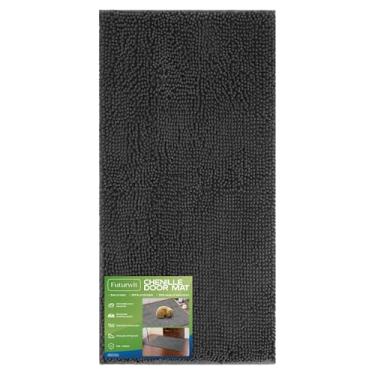 Imagem de Futurwit Tapete de porta de cachorro para patas enlameadas, tapete de porta frontal absorvente de chenille de 152 cm x 61 cm, tapete de lama grande para cães, capachos de entrada internos