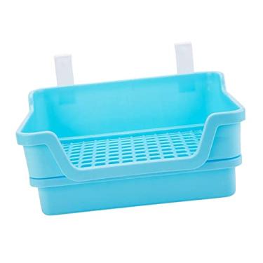 Imagem de Bothyi Caixa de areia de coelho para animais de estimação, treinador montado em gaiola de vaso sanitário para porquinhos-da-índia, chinchila, furão, coelhinho, ouriço, animais pequenos, azul