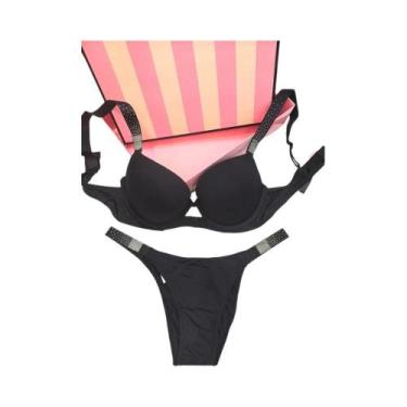 Imagem de Conjunto De Lingerie Sexy Com Strass Para Mulheres, Bralette E Tanga, 