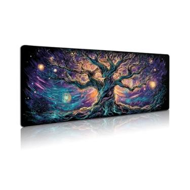 Imagem de Mouse pad estendido para jogos, tapete de mouse grande base de borracha natural de 3 mm com bordas costuradas, tapete de mesa antiderrapante para escritório, casa, ótimo presente 31,5 x 11,8 polegadas