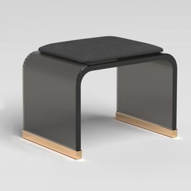 Imagem de Banqueta moderna de acrílico transparente com almofada de veludo, banco acolchoado para quarto, sala de estar, escritório, assentos pequenos de entrada, sem necessidade de montagem, elegante e