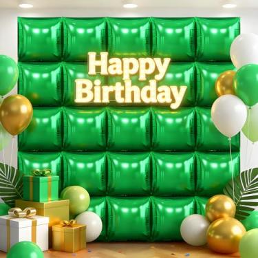 Imagem de 25Pcs Green Square Foil Balloon Wall