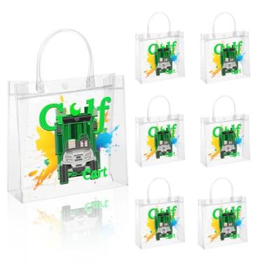 Imagem de SAMXOMAP Pacote com 20 sacos de lembrancinhas de festa de golfe, sacos de presente de PVC transparente com alças 19 x 19 x 8 cm, sacolas reutilizáveis para aniversários, feriados, eventos de equipe
