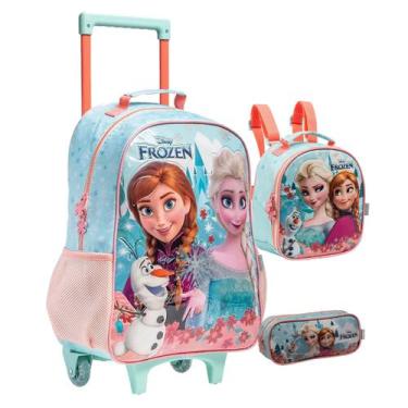 Imagem de Kit Mochila Infantil Frozen Escolar Menina Lancheira Estojo - Xeryus