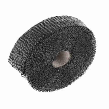 Imagem de Cryfokt Fita Isolante de Alta Temperatura para Escapamento de Carro Com 4 Abraçadeiras de Aço Inoxidável para DIYers (Preto)