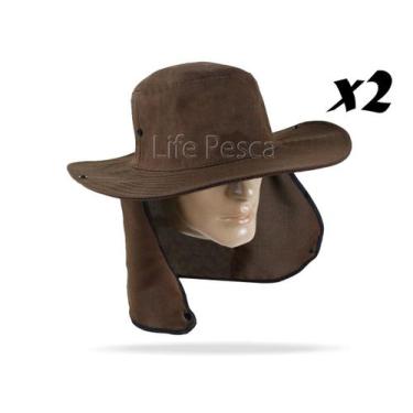 Imagem de Kit 2 Chapéus Pescador C/ Protetor De Nuca - Várias Cores - JL, Marrom