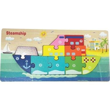 Imagem de QUEBRA-CABEÇA Madeira Barco 1 Base com 10 Peças em MDF 3D - TK Shoppin