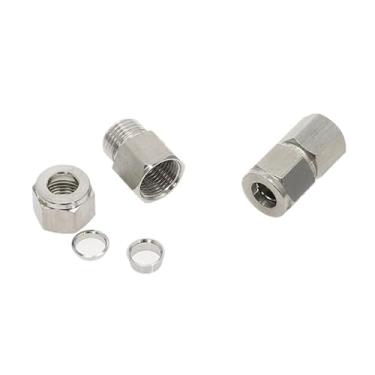 Imagem de Tubo de 6-12 mm OD para 1/20.3 cm 1/10.2 cm 3/20.3 cm 1/5.1 cm Conexões de tubo de virola dupla rosca fêmea 304 SS conector de tubo de aço inoxidável (8 mm, 3/20.3 cm)