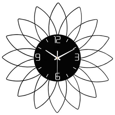 Imagem de Relógio de metal, relógio de parede, numerais, operado por bateria, silencioso, arte moderna, para sala de estar, quarto, escritório, decoração de parede (preto)