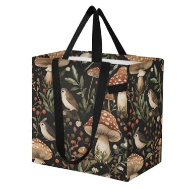 Imagem de SEHANY Sacola de compras reutilizável de cogumelo herb com alças reforçadas, bolsa de compras de lona dobrável à prova d'água de grande capacidade para viagem, cozinha, praia