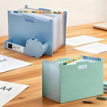 Imagem de Pasta Sanfonada A4 com Alça, Grande Capacidade, 13 ou 24 Divisórias, Organização de Documentos, Escritório, Escola, Arquivos, Polipropileno Resistente (VERDE MUSGO,13 DIVISÓRIAS)