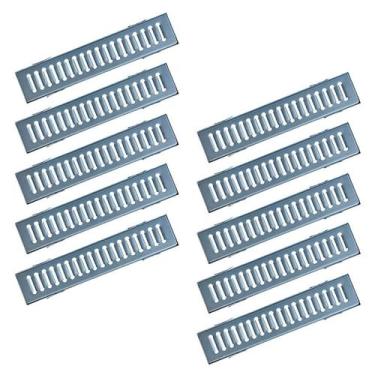 Imagem de Kit 10 Ralo Grelha Linear e Caixilho Aço Galvanizado 10x50cm - Ouro Mi