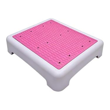 Imagem de IEUDNS Banqueta auxiliar antiderrapante para exercícios em escadas, plataforma elevatória para cadeira, cama, escadas, para idosos, adultos e carros, Branco Rosa