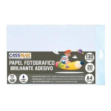 Imagem de Papel Fotográfico Adesivo A4 Brilhante 130g Cassmar 100 Folhas